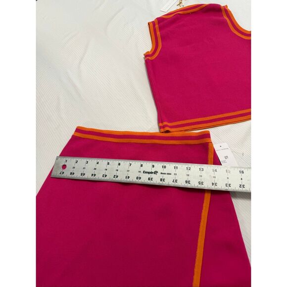 NWT House Of Harlow 1960 Knit Pink Orange Crop Tank Top Mini Skirt Set Size XS - Picture 7 of 11